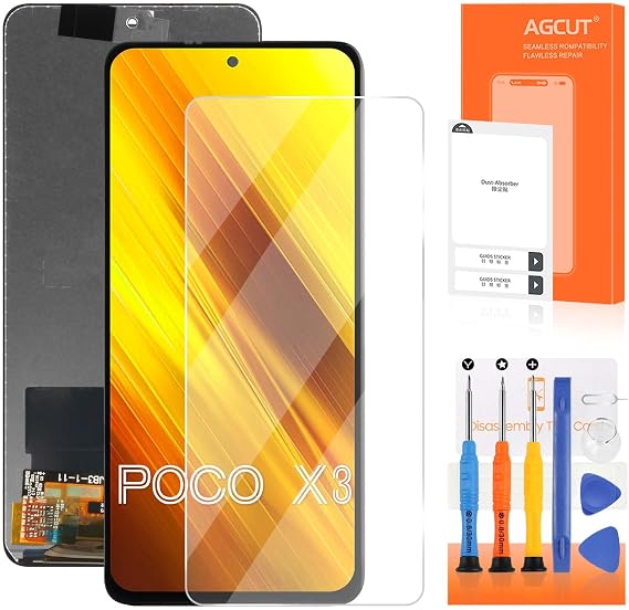 for Xiaomi Poco X3 Screen Replacement for Display Xiaomi Poco X3 NFC for Xiaomi Poco X3 Pro LCD M2007J20CG MZB07Z0IN M2102J20SG LCD Digitizer Screen Touch Assembly Repair Part