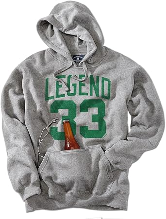 Chowdaheadz Legend 33 Tailgater Hoodie Unisex Boston Basketball Tribute Sweatshirt with Built-in Bottle Holder and Opener