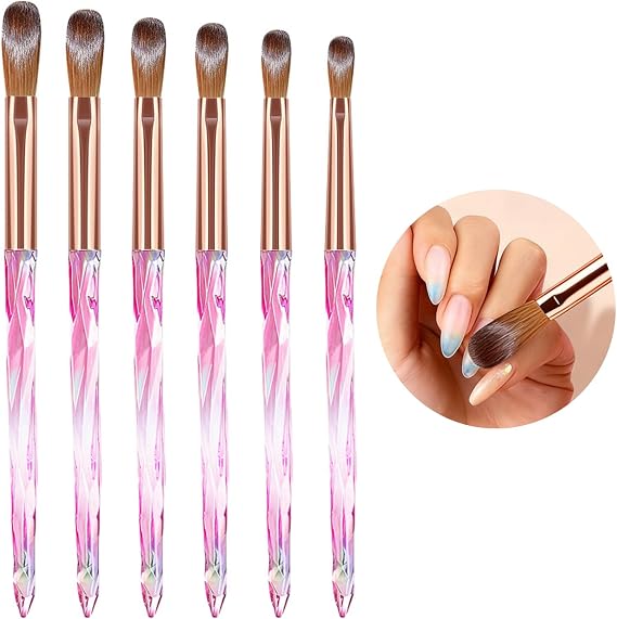 6PCS Acrylic Nail Brush Set - nail Art Brushes Size 4/6/8/10/12/14 - acrylic Powder Nail Brushes - nail Tools Set For acrylic Nails Extension & 3D Carving & Detailing Design