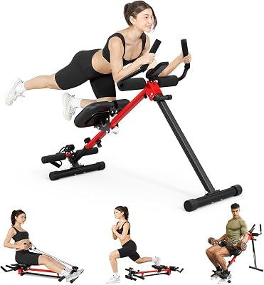 Yoleo 2 in 1 Ab & Rowing Machines for Home, Foldable Ab Workout Equipment, Ab Trainer Machine for Stomach Workout, Ab Crunch Machine with Foam Support,7-Length Adjustable Ab Machine for Home Exercise