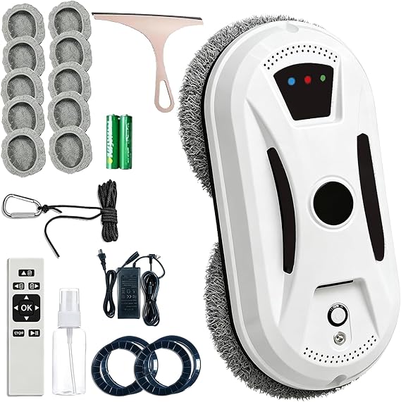 2026 Upgraded Automatic Smart Window Cleaning Robot, 2800Pa Suction Robot Window Cleaner Inside/Outside for High-Rise Windows, Remote Control, Streak-Free Glass (1pcs)