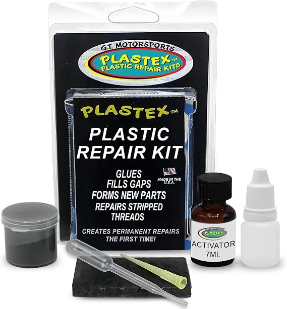 Plastex Plastic Repair Kits - Easily Glue, Repair or Remake Broken Plastic, Fiberglass, Wood & More! (Small Black Travel Size Kit)