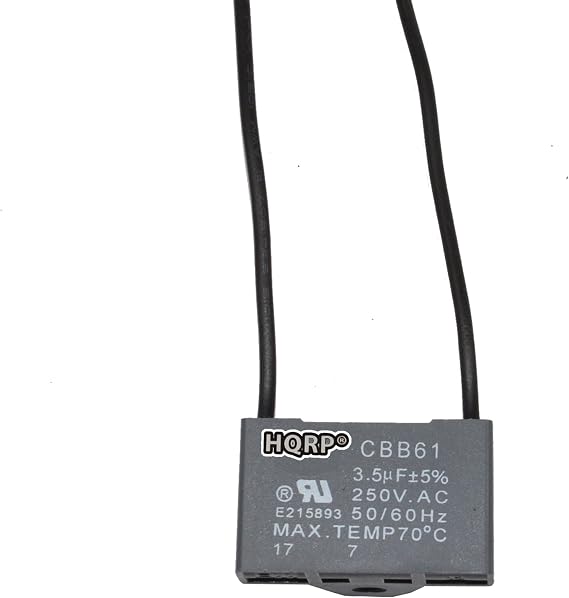 HQRP Ceiling Fan Capacitor CBB61 3.5uf 2-Wire UL Listed