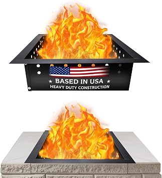 FEBTECH Smokeless Fire Ring Liner 36 Inch Square Carbon Steel Outdoor Square Fire Pit Insert with Heat-Resistant Coating - Perfect for Backyard Bonfires, BBQs, and Outdoor Get-Togethers