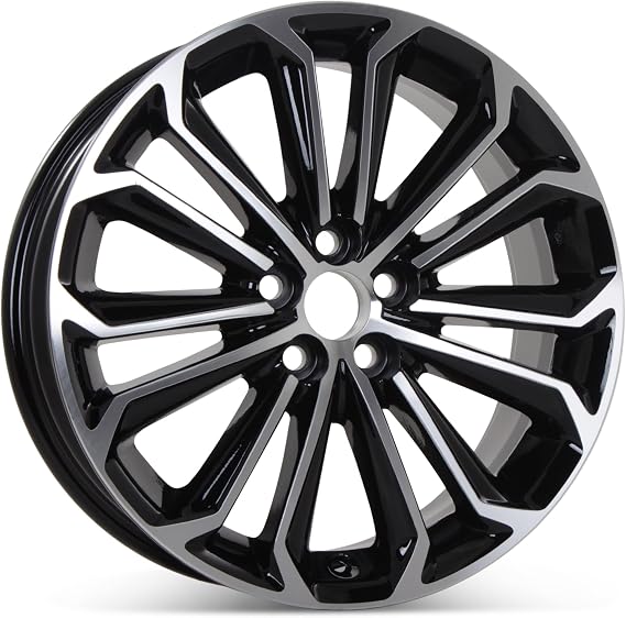 WheelerShip Replacement Alloy Wheel Black Machined 17in for 2014-16 Toyota Corolla S 75152