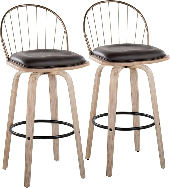 LumiSource Riley 30" Fixed-Height Bar Stool, Bar Chairs, Swivel Bar Stools, Bar Stools Set of 2