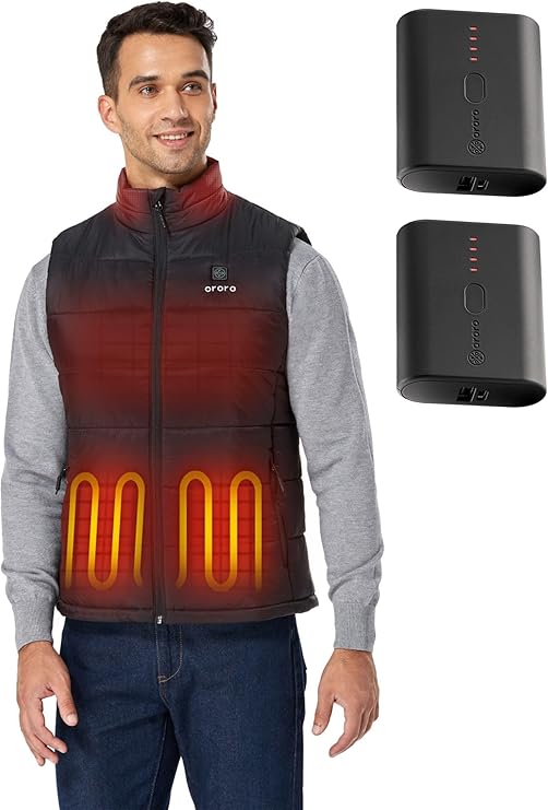 ORORO Men's Heated Vest (Black, MT) and Extra Battery
