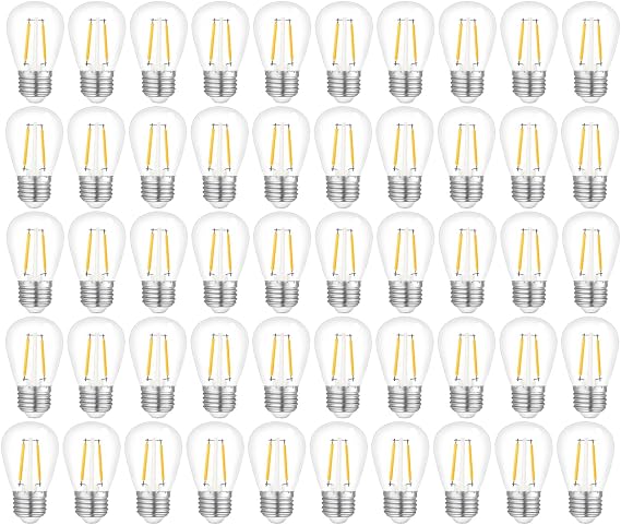 Jslinter 100-Pack Outdoor String Light Bulbs Replacement, 120V 2W S14 Bulbs