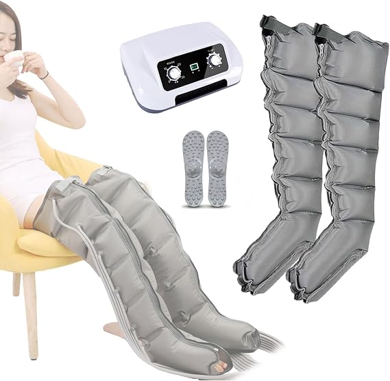 6 Cavity Lymphatic Drainage Leg Massager for Circulation, Electric Air Compression Machine for Arm Leg Waist Wraps, Recovery Boots, Soothing Pain Relief & Relaxation
