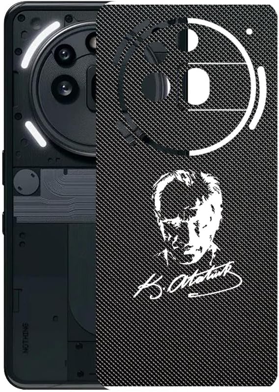 Nothing Phone 3A Pro ile Uyumlu Bumper Serisi Premium Arka Kapak Kaplama(Kenarlar Yoktur!) Atatürk İmzalı Siyah