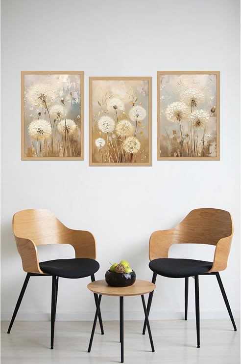 Kututr Dekorize Mdf Tablo Seti 3 Parça Mm Salon Oturma Odası Için Bohem Duvar Dekoru 3043,Siyah Beyaz 13 X 17