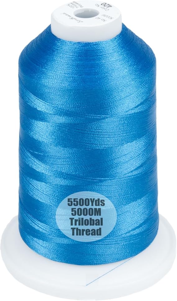 Simthread 5500Yds/5000M 40WT Polyester Embroidery Thread Electric Blue 420