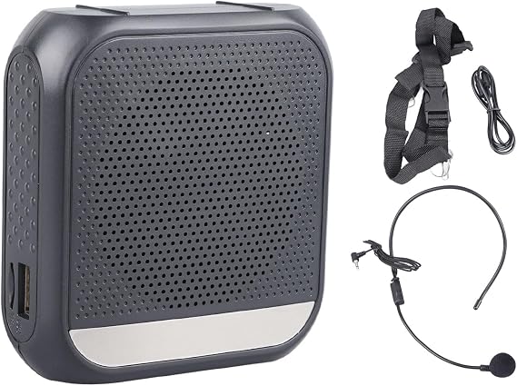 Portable Rechargeable Mini Voice Amplifier for Teachers with Microphone Headset and Waistband, Voice Amplifier for Speech, Class, Training, Tour Guide, Meeting