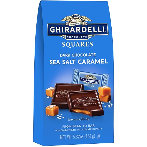 Ghirardelli Dark and Caramel Sea Salt, Chocolate Squares, 5.32 Ounce (Pack of 1)