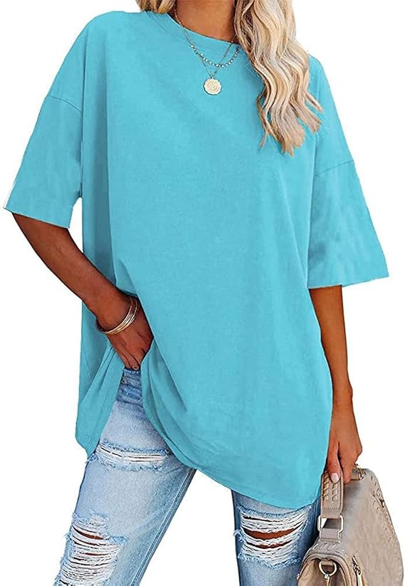 luwita Oversized T Shirts for Women Loose Fit Crewneck Short Sleeve Tops Summer Casual Blouse Y2K 2026 Basic Tees