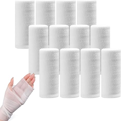 Pack of 24 Elastic Gauze Bandages 8 cm x 4 m Individually Packed Fixation Bandages Bandage Material for Wound Care Bandages Soft and Stretchy