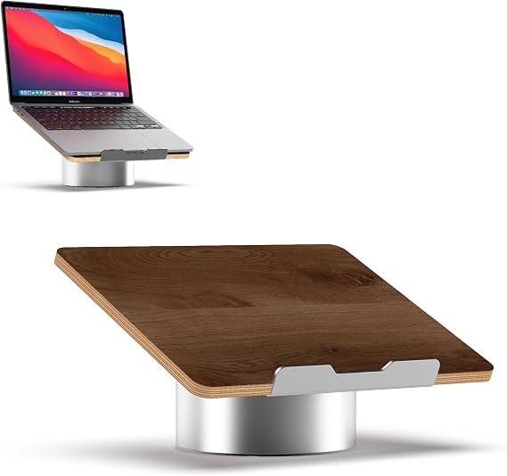 HumanCentric Laptop Riser for Desk, Black Walnut Wood Top & Space Gray Base