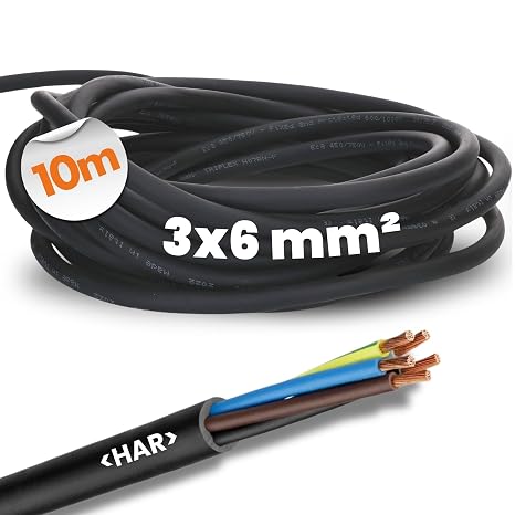 10 m Lapp 1600120 H07RN-F 3 x 6 mm2 Rubber Electrical Wire Cable Flexible with Protective Conductor I UV-Resistant for Outdoor Use I Oil Resistant I Cold-Resistant I Connection Cable 3G6 mm2 Black