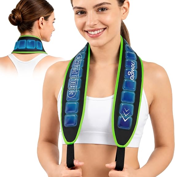 NEWGO Neck Ice Wrap 45-Min Cooling Relief for Pain & Hot Flashes | Reusable Ice Grid Design | Soft & Comfortable Fit for Swelling, Hot Weather, Office Pressure and Outdoor Sports