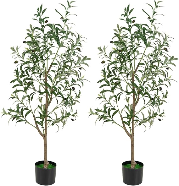 2 Pack 4.5FT Artificial Olive Tree with Lifelike Fruits