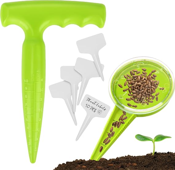 Seed Planter Tool, Seed Dibber, Seed Dispenser, Light Green, 12 Pcs