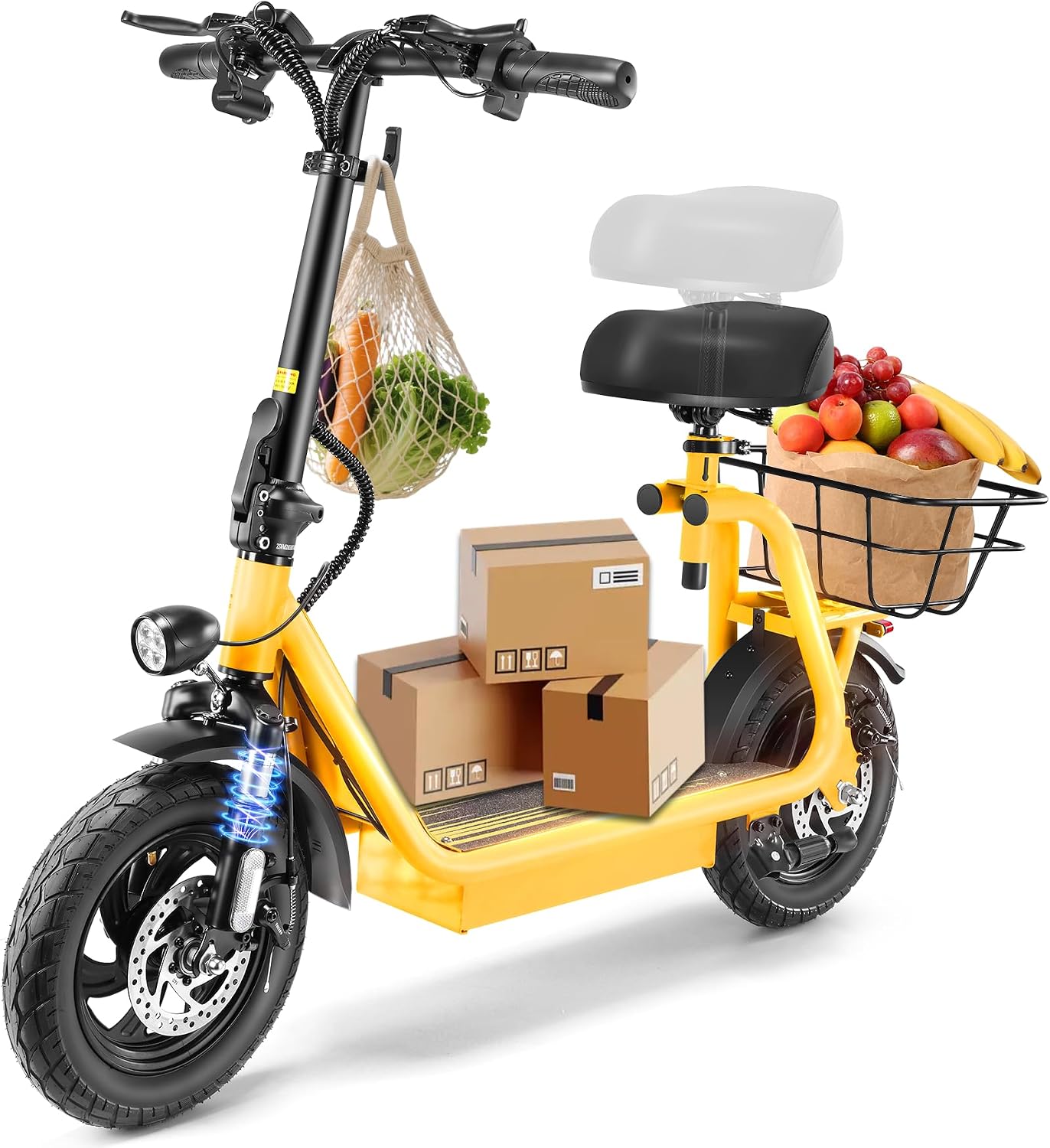 Caroma Peak 1200W800W500W Electric Scooter with Seat, 14 Tire, Up to 30Miles & 20MPH, Max Load 300LBS, Foldable Electric Scooter Adults, Commuter Ebike for Adults&Teens, Dual Braking System