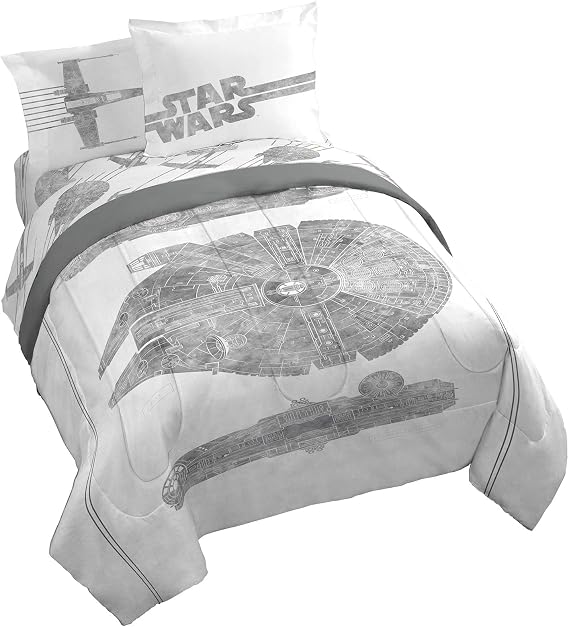 Star Wars Queen Comforter Set 7 Piece Soft Bedding for Boys, White