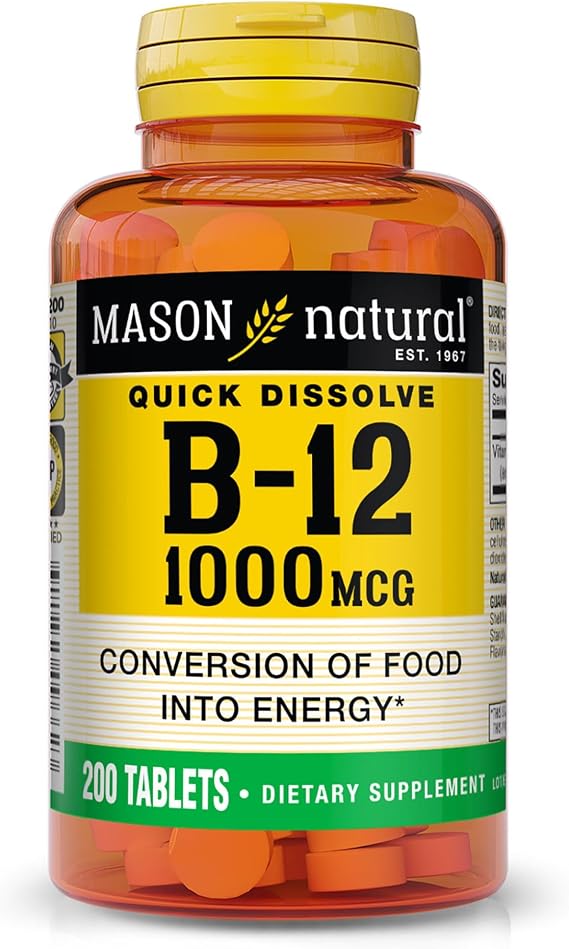 MASON NATURAL Vitamin B-12, 1000 mcg Quick Dissolve Tablets, 200 Day Supply