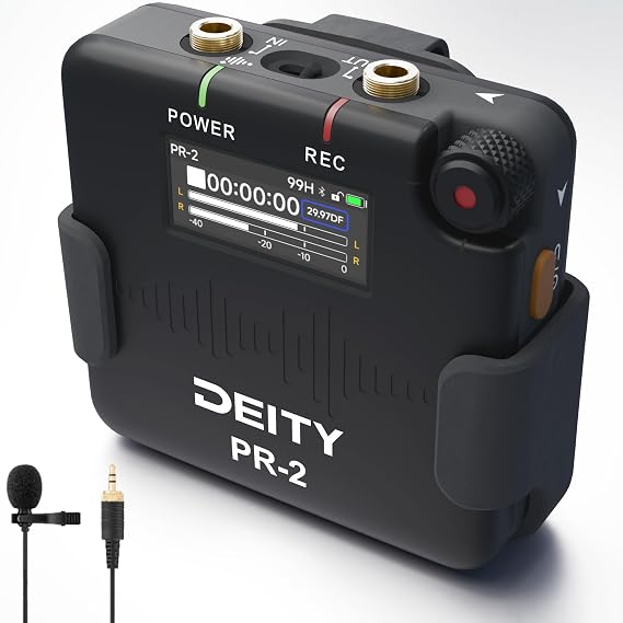 Deity PR-2 32-Bit Float Pocket Audio Recorder with Timecode (US Version) | 32-Bit Float Recording, Includes W.Lav Pro Mic, Timecode Sync, 3.5mm Lavalier Input, App, Portable Design for Filmmakers