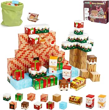Magnetic Blocks-Build a Fantasy World Christmas Edition Magnetic Tiles, Magnetic Building Blocks Educational Toys,Magnetic Blocks for Kids Ages 3 4 5 6 7 8 STME Montessori Sensory Toys (64A)
