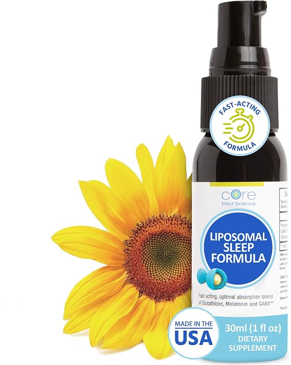 Core Med Science Liposomal Oral Sleep Spray Formula, 1 Fl Oz - Melatonin Spray Supports Restful & Quality Sleep & Relaxation - Glutathione, Melatonin, GABA for Adults