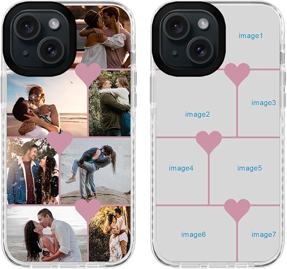 Custom Phone Case for iPhone 15,Personalized Multi-Picture Cases,Customized Collage Photo Cover Compatible with Apple 6.1 inch