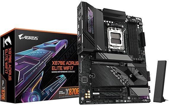GIGABYTE X870E AORUS Elite WIFI7 AM5 LGA 1718, ATX, DDR5, 4X M.2, PCIe 5.0, USB4, Wi-Fi 7, 2.5GbE LAN, EZ-Mandal, Q-Flaş