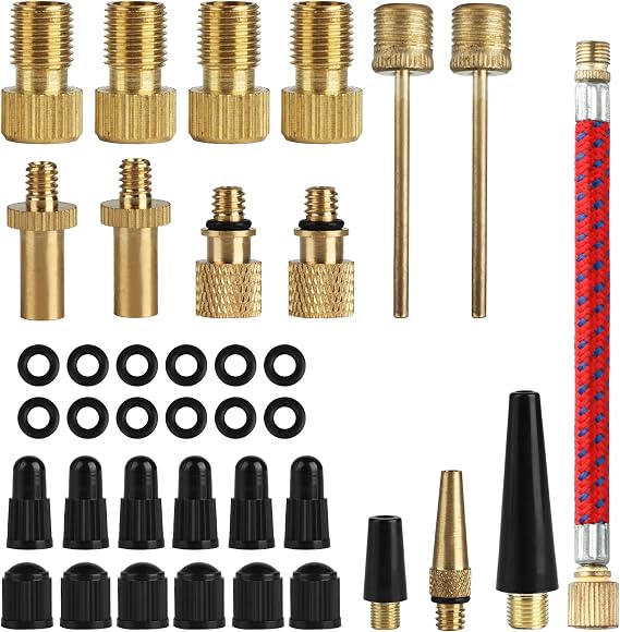 38 Pcs Bike Valve Adapter DV/AV/SV Set Bike Pump Adaptor Set