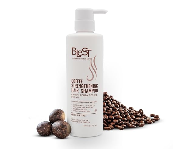 BLEST PROFESSIONAL Coffee Strengthening Hair Shampoo Daily Silicone-Free Caffeine Shampoo for Hair Growth Natural Anti Hair Fall Shampoo for Women and Men 500ml