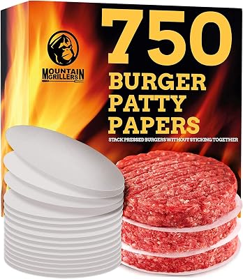 MOUNTAIN GRILLERS Hamburger Patty Paper - Wax Papers to Separate Frozen Pressed Patties - 750 Burger Sheets for Easy Release from Burger Patty Paper - Perfect for BBQ Hamburger Patty Press