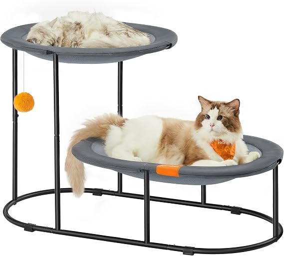 Feandrea 2-Tier Elevated Cat Bed, Breathable Hammock, Washable Mesh