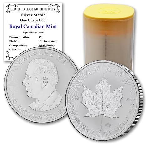 2026 - Lot of (25) 1 oz Canadian Maple Leaf Silver Coins Brilliant Uncirculated with Certificates of Authenticity $5 Seller BU