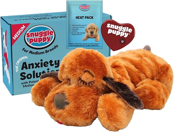 "Snuggle Puppy" Dog Plush Toy with Cardioid - Anxiety Relief and Calming Aid for Pets - Activity Training Comfort Toy