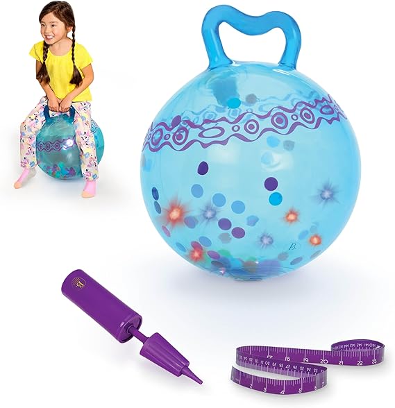 B. toys Hop n Glow Ride On Light-Up Bouncy Ball with Handle Hopper Ball for 3+ Years (Air Pump Included)