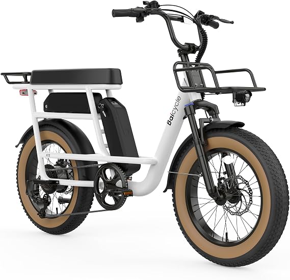 Baicycle 28MPH Electric Bikes for Adults 1800W Peak Motor Ebike 20" Fat Tire E Bike with 160 Miles(PAS) Long Range Electric Bicycle with Dual 52V Removable Batteries Front Suspension 7 Speed