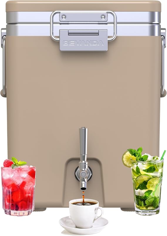 Bevanda - Sperse 5 Gallon Stainless Steel Drink Dispenser - Large Insulated Beverage Dispenser for Parties, Catering, and Home Entertaining - Leakproof & Durable (Tan)