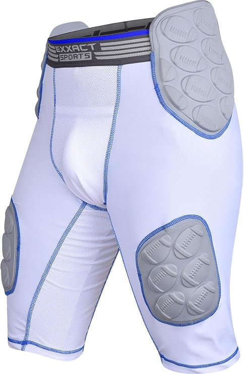 Exxact Sports Touchdown 5-Pad Youth Football Girdle with Cup Pocket, Lightweight Padded Compression Shorts with Integrated Hip, Thigh, Tailbone Pads, Boys Girdle Football