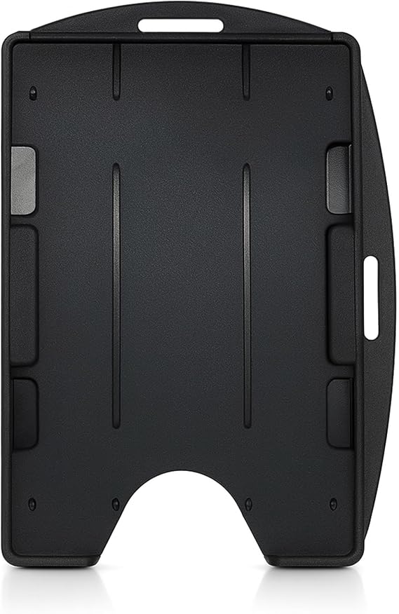Specialist ID Black Dual Card ID Badge Holder - Holds 2 Cards - Rigid Hard Plastic - Double Sided Card Holder for Horizontal or Vertical Badges - Open Face Design