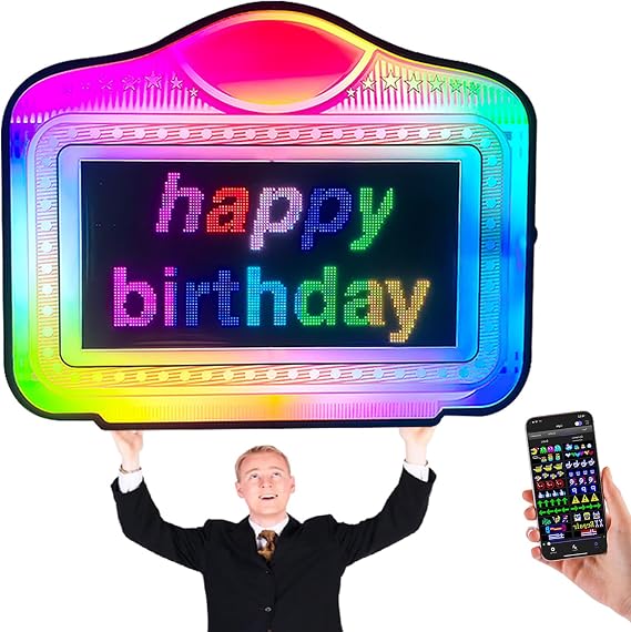 LED Letter Bottle Presenter, VIP Bottle Service Sign Color Display Lights with Writable Back Panel, Programmable LED Sign for Party, Bar & Night Club