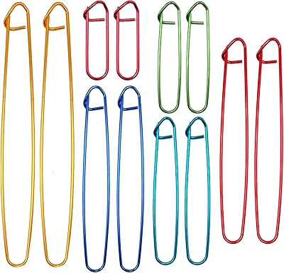 12 Pcs Knitting Stitch Holders Aluminum, Colorful Yarn Stitch Holder for Practical Knitting Crochet Tools for Sweaters Socks Yarn Sewing DIY Blankets