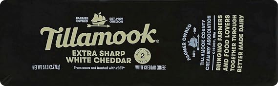 Tillamook Vintage White Extra Sharp Cheddar Cheese, 5 Pound - 2 per case.