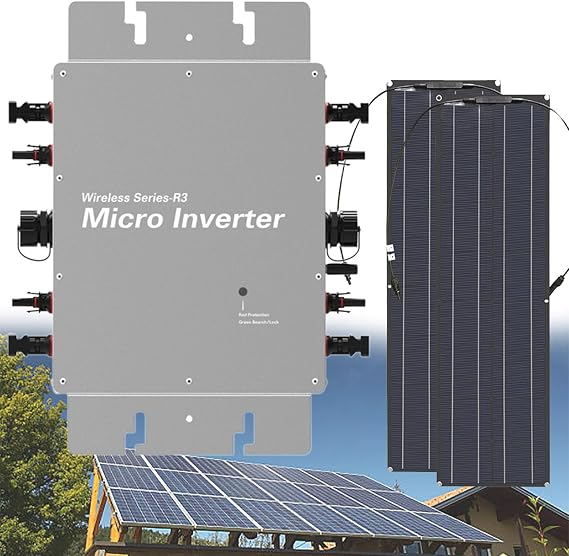 Solar Micro Inverter, 1600W Grid Tie MPPT Pure Sine Wave Dc to Ac 120/230V Automatic Identification Solar Grid Tie Micro Inverter, for Roof