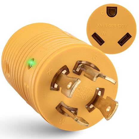MECMO NEMA L14-30P to TT-30R RV Generator Adapter 30 Amp 125V, 4 to 3 Prong | 4-Prong Twist Lock Male Plug to 3-Prong RV Trailer Camper Outlet, Transfer-Switch Ready, Outputs 30A 120V, Max 3750W