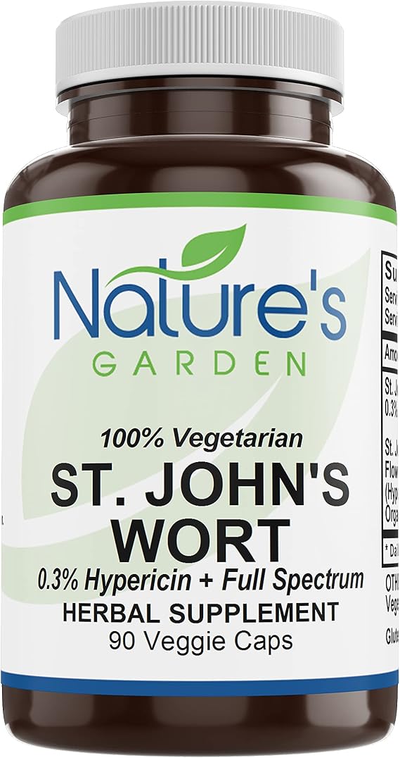 NATURE'S GARDEN ESSENTIALS St. John's Wort - 90 Veggie Caps with Standardized 0.3% Hypericin, 450mg Formula per Capsule - Organic St John's Wort Extract